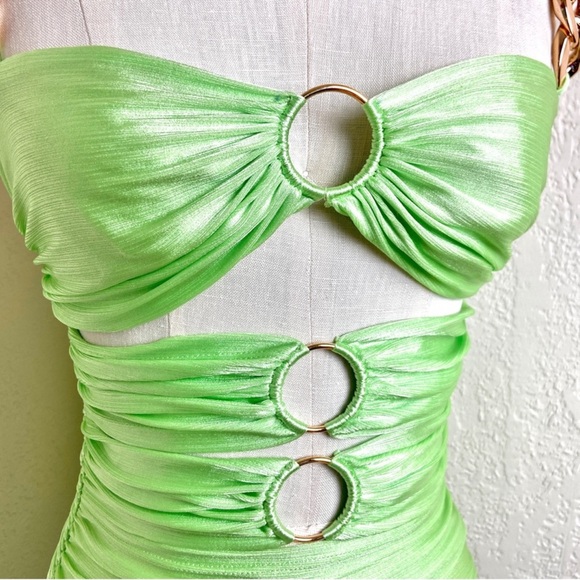 $650 Bronx & Banco Nadia MIDI Dress in Neon Mint - Picture 10 of 12